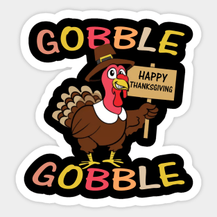 Turkey Pilgrim Gobble Thanksgiving Sticker